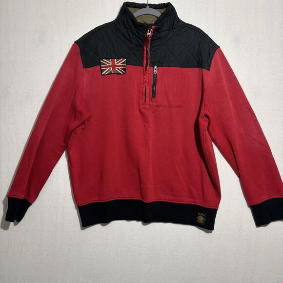 Polo Ralph Lauren Pullover Mens XL Moto Racing Red 1/4 Zip Union Jack British - Picture 1 of 15